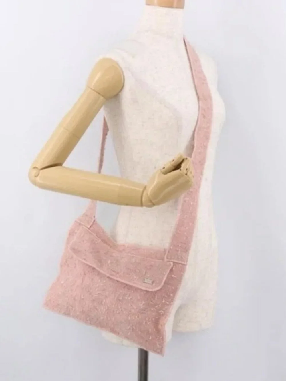 CHANEL Shoulder Bag Tweed Pink Silver CC Auth ar13942A